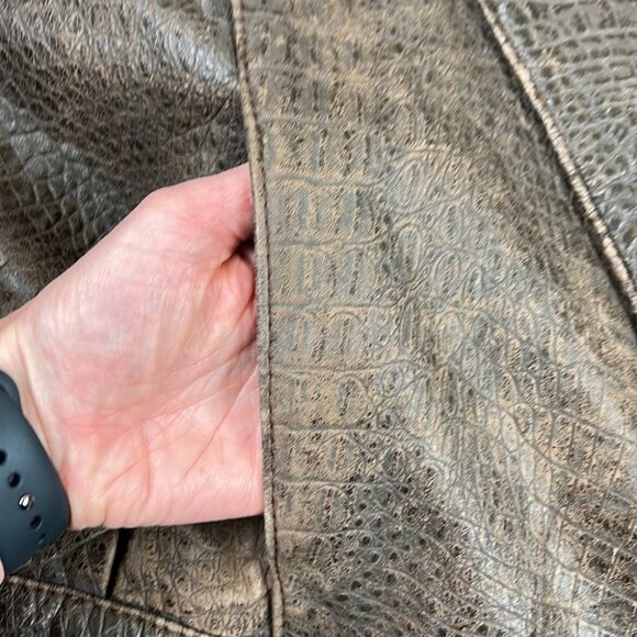 Vintage Exclusive "Baez" 80's Cropped Brown Leather Blazer Jacket - Picture 11 of 12